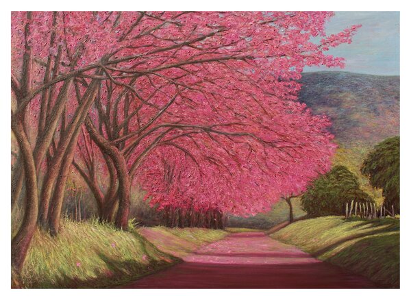 Virágzó fák képe (üvegen) (70x50 cm)
