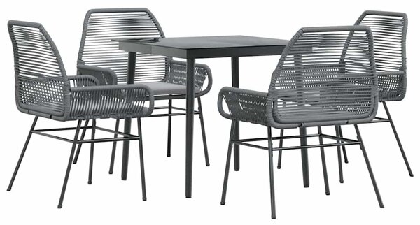 5 részes szürke polyrattan üveg kerti étkezőgarnitúra párnával
