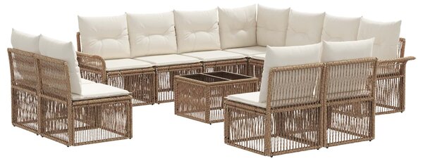 Kerti Kanapé Szett 12 pcs Bézs polirattan