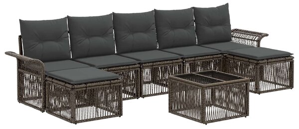 Kerti Kanapé Szett 8 pcs Szürke polirattan