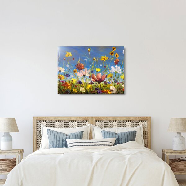 Festett kép egy virágzó rét (üvegen) (70x50 cm)