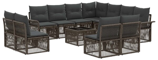 Kerti Kanapé Szett 12 pcs Szürke polirattan