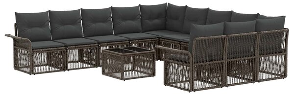 Kerti Kanapé Szett 12 pcs Szürke polirattan