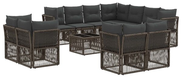 Kerti Kanapé Szett 12 pcs Szürke polirattan