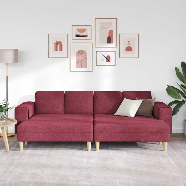 Nappali Kanapé 3 pcs Bordó 250 x 188 x 76 cm Poliészter