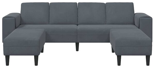 Kanapé Szett 3 pcs Sötétszürke Bársony