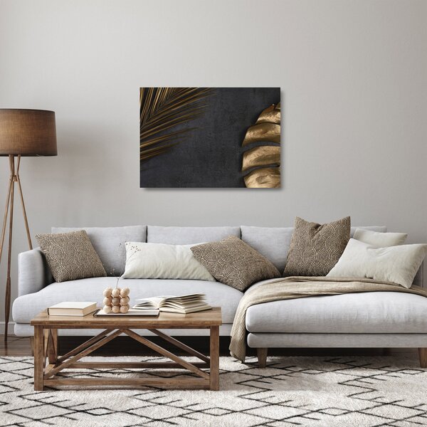 Kép arany levelekkel (üvegen) (70x50 cm)