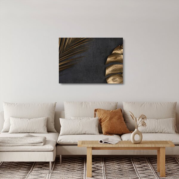 Kép arany levelekkel (üvegen) (70x50 cm)