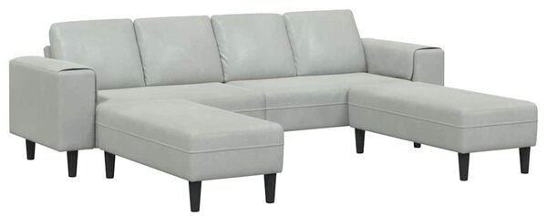 Kanapé Szett 3 pcs Világosszürke Bársony