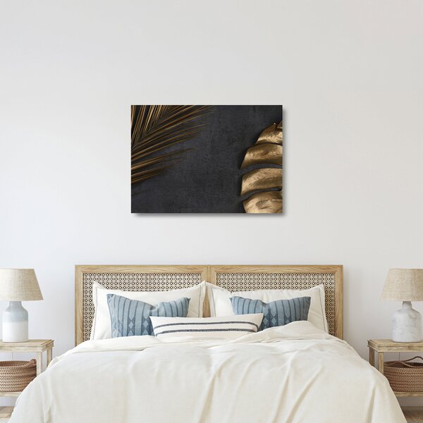 Kép arany levelekkel (üvegen) (70x50 cm)