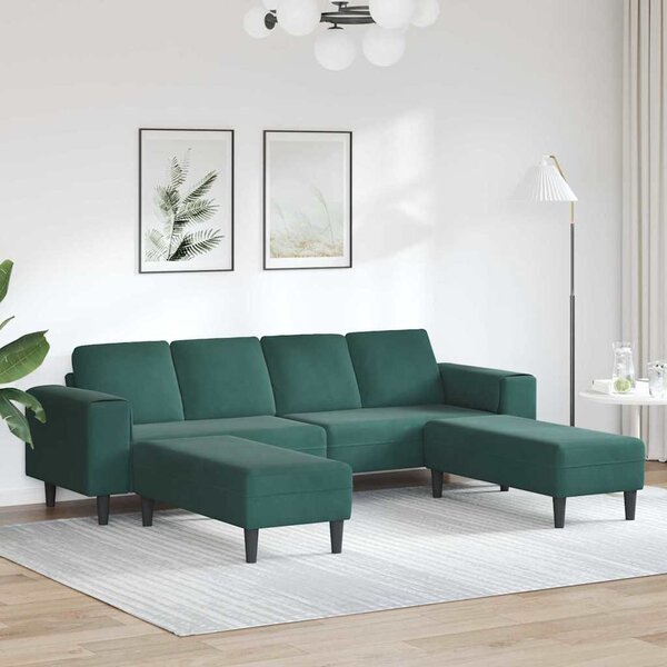 Kanapé Szett 3 pcs Sötétzöld Bársony