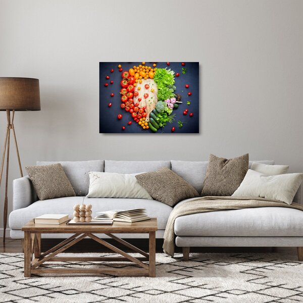 Kép - Zöldséggel teli asztal (üvegen) (70x50 cm)
