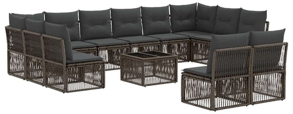 Kerti Kanapé Szett 13 pcs Szürke polirattan