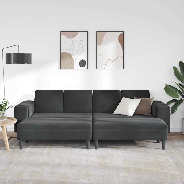 Kanapé Szett 3 pcs Fekete Bársony