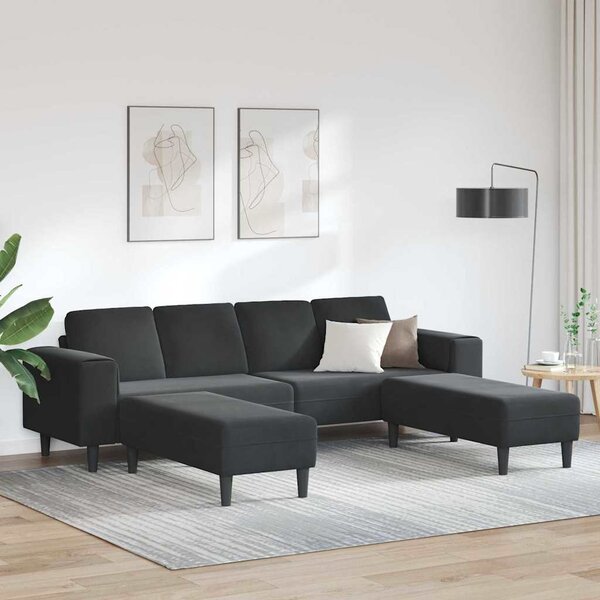 Kanapé Szett 3 pcs Fekete Bársony