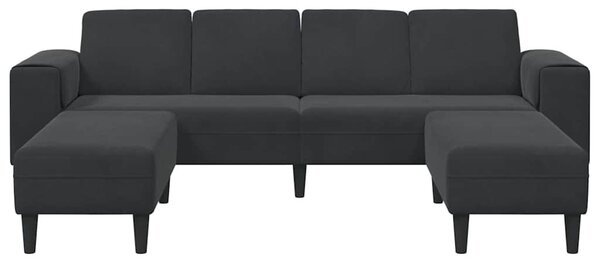 Kanapé Szett 3 pcs Fekete Bársony