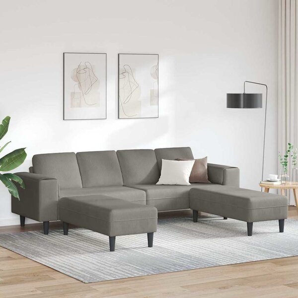 Kanapé Világosszürke 250 x 188 x 76 cm Bársonyos szövet