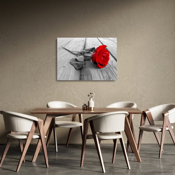 Egy vörös rózsa képe (üvegen) (70x50 cm)