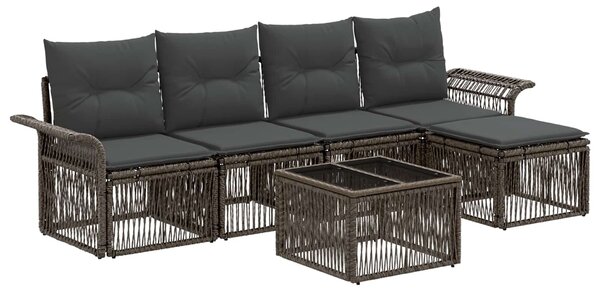 Kerti Kanapé Szett 6 pcs Szürke polirattan