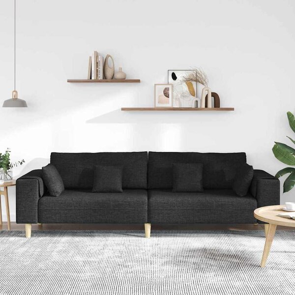 Kanapé párnával Fekete 250 x 77 x 76 cm szövet