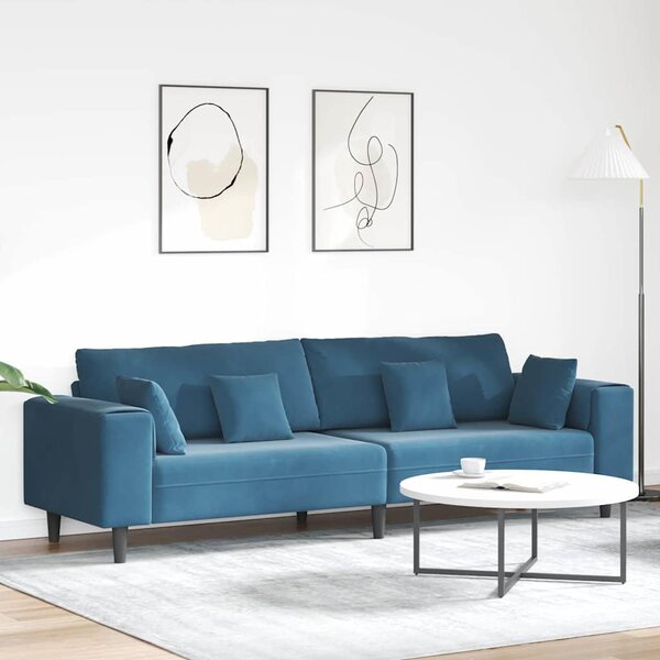 Bársony Kanapé párnával Kék 208 cm Bársony