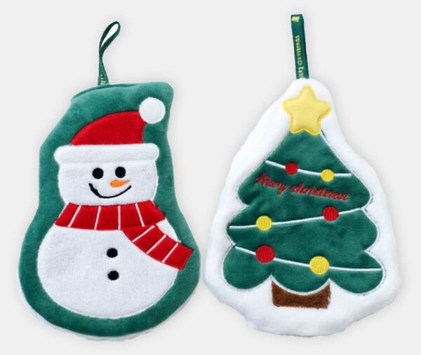 Sinsay - Karácsonyi törölközőszett karácsonyfa és hóember formában 2 pack - zöld