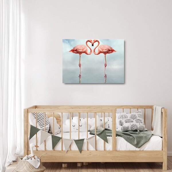 Két flamingó képe (üvegen) (70x50 cm)