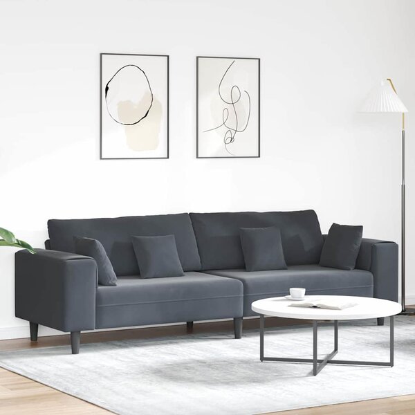 Kanapé Sötétszürke 250 x 77 x 76 cm Bársony