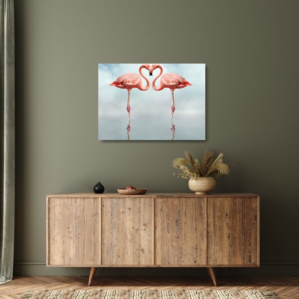 Két flamingó képe (üvegen) (70x50 cm)