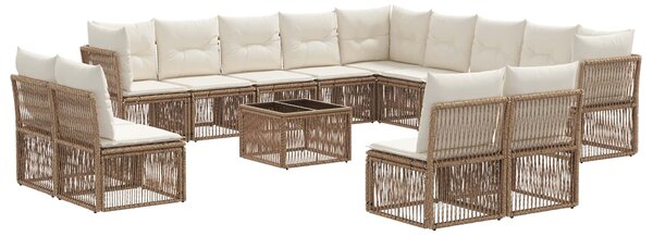 Kerti Kanapé Szett 14 pcs Bézs polirattan