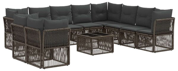 Kerti Kanapé Szett 11 pcs Szürke polirattan