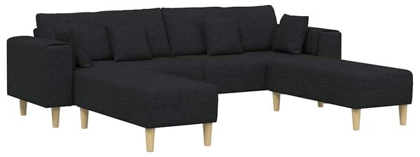 Kanapé párnával 3 pcs Fekete szövet