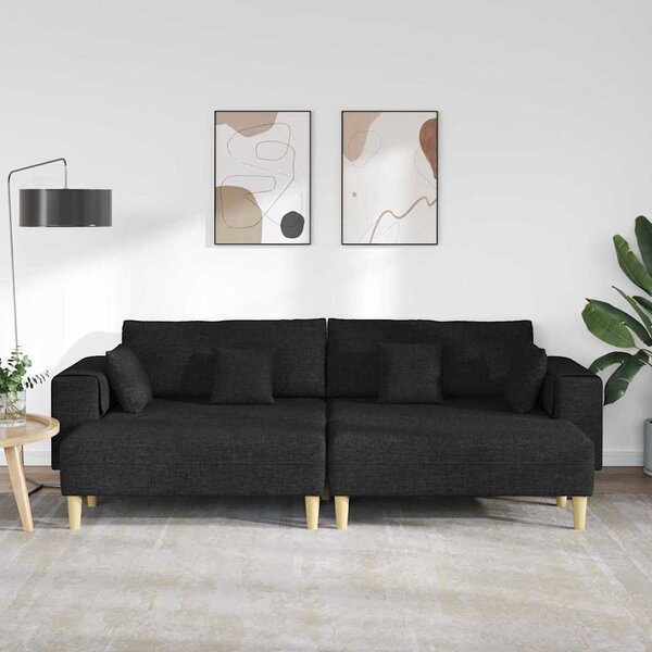 Kanapé párnával 3 pcs Fekete szövet