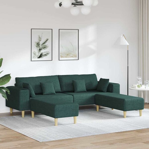 Kanapé párnával 3 pcs Sötétzöld szövet