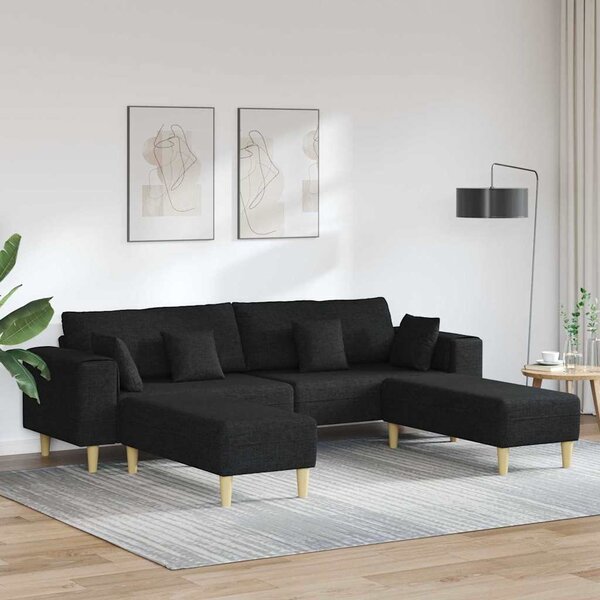 Kanapé párnával 3 pcs Fekete szövet