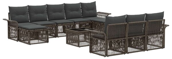 Kerti Kanapé Szett 11 pcs Szürke polirattan