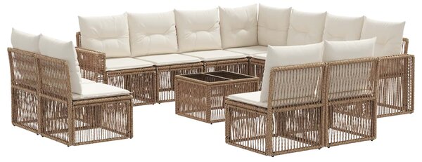 Kerti Kanapé Szett 12 pcs Beige és Krémszínű polirattan
