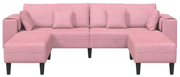 Kanapé 3 pcs Rózsaszín 250 x 188 x 76 cm Bársony