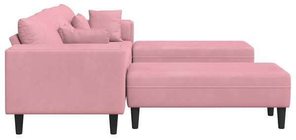 Kanapé 3 pcs Rózsaszín 250 x 188 x 76 cm Bársony