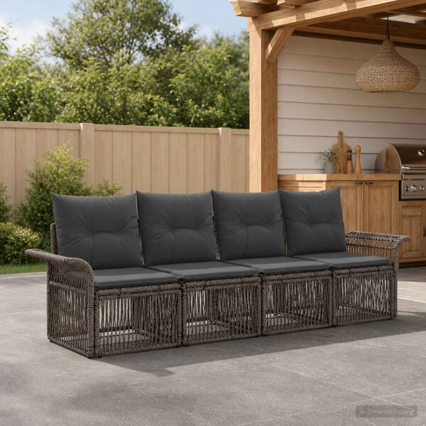 Kerti Kanapé Szett 4 pcs Szürke polirattan