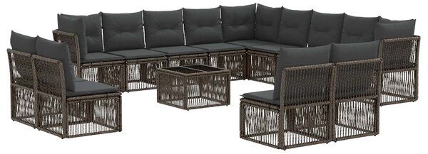 Kerti Kanapé Szett 14 pcs Szürke polirattan