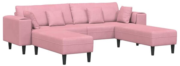 Kanapé 3 pcs Rózsaszín 250 x 188 x 76 cm Bársony