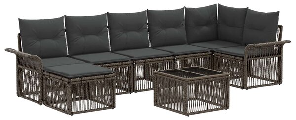 Kerti Kanapé Szett 8 pcs Szürke polirattan