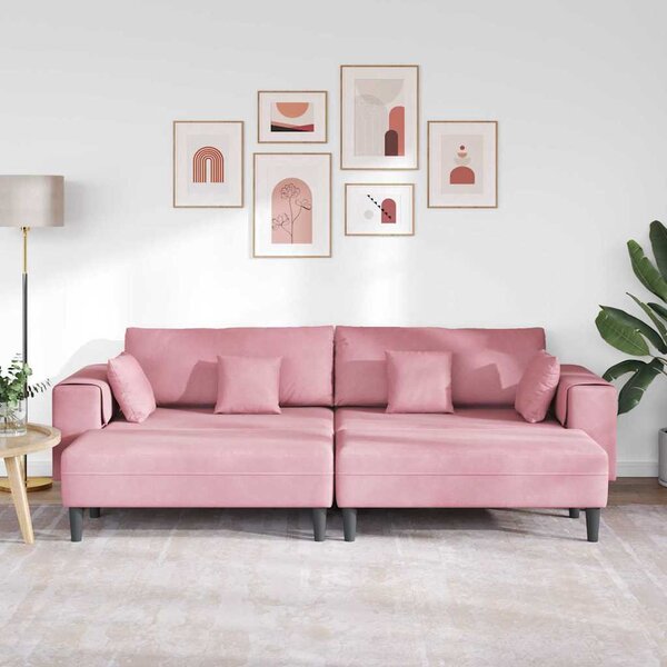 Kanapé 3 pcs Rózsaszín 250 x 188 x 76 cm Bársony