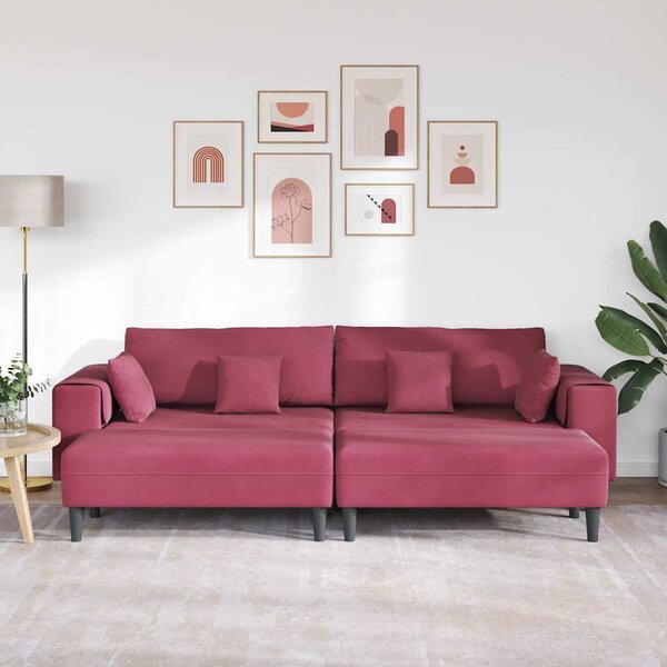Kanapé 3 pcs Bordó 250 x 188 x 76 cm Bársony