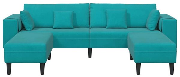 Kanapé 3 pcs Türkiz 250 x 188 x 76 cm Bársony