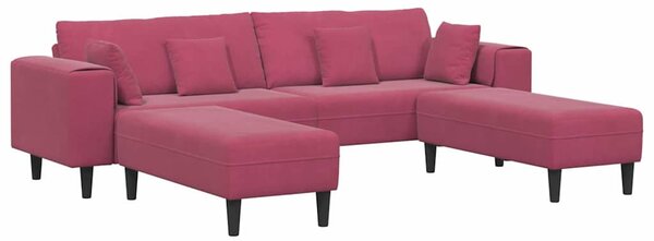 Kanapé 3 pcs Bordó 250 x 188 x 76 cm Bársony