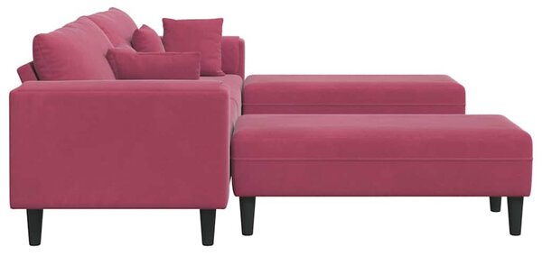 Kanapé 3 pcs Bordó 250 x 188 x 76 cm Bársony