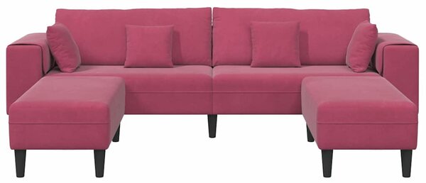 Kanapé 3 pcs Bordó 250 x 188 x 76 cm Bársony