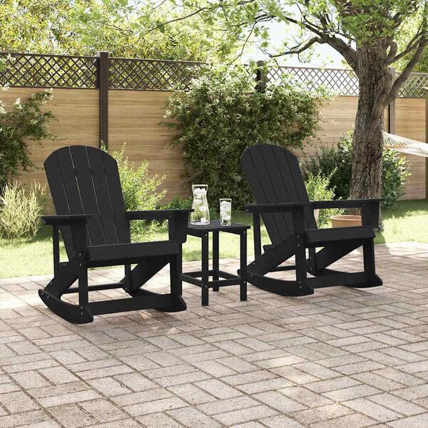 Adirondack hintás székek 2 db Fekete HDPE